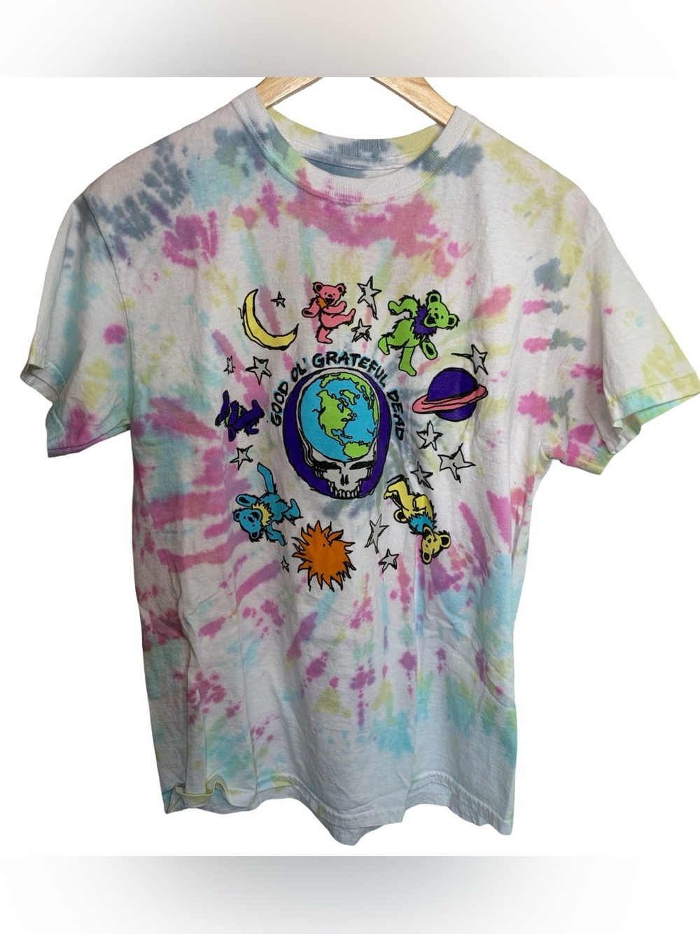Ripple Junction Tie-Dye Grateful Dead mens T-Shirt - Pink, Blue, Yellow, Green